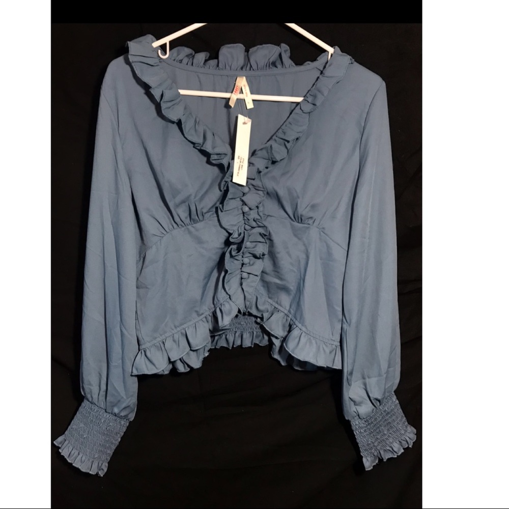 Blue Ruched Top